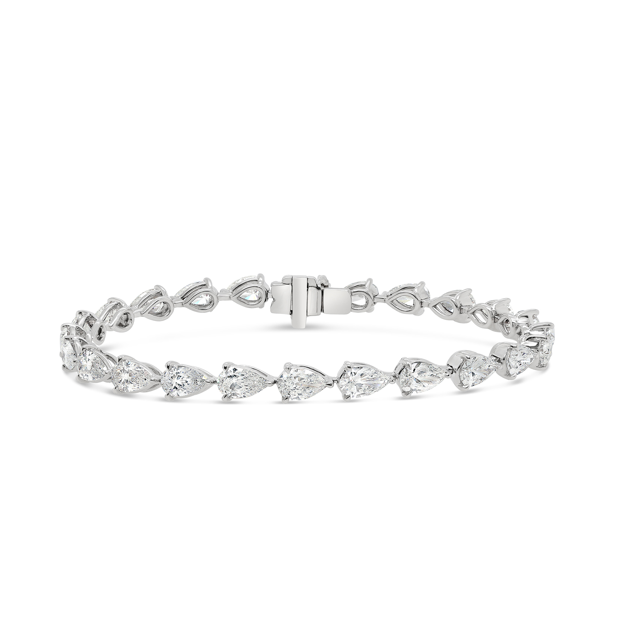 8.00 Ct Pear Cut Diamond Tennis Bracelet , 18K White Gold