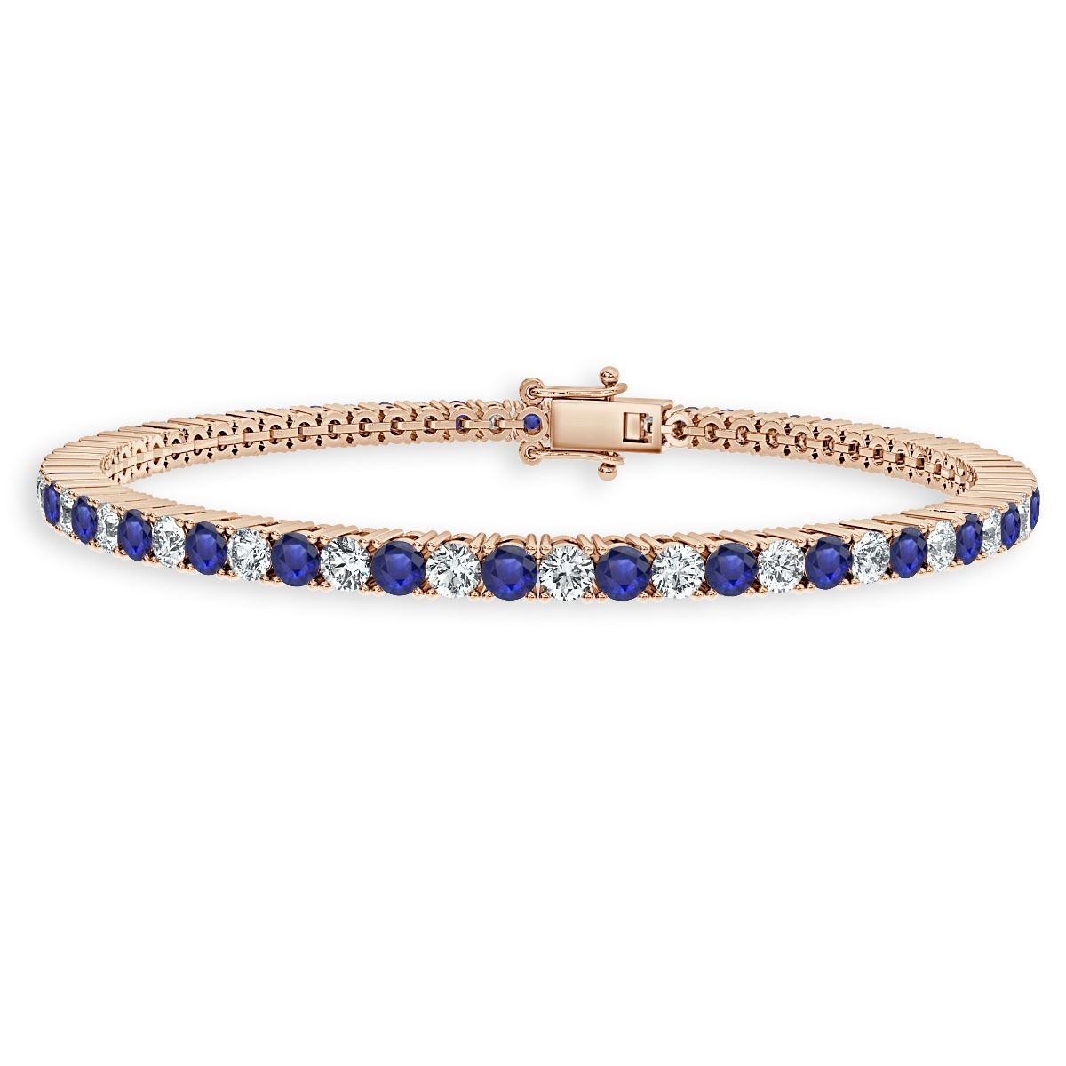 5.00 Ct Blue Sapphire And Diamond Tennis Bracelet