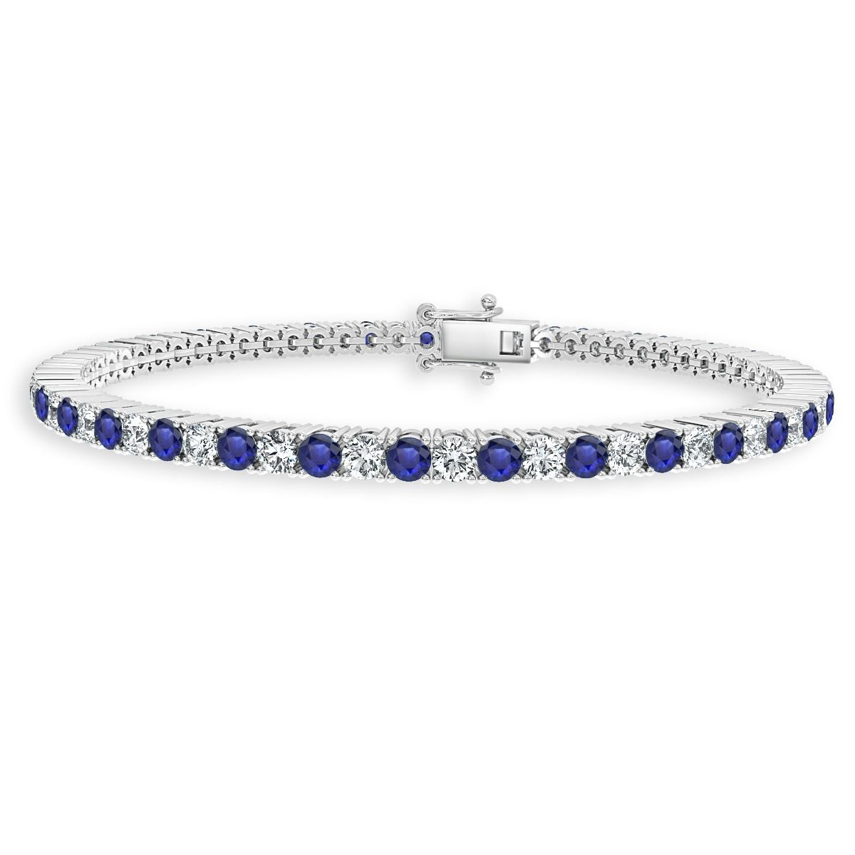 2.50 Ct Blue Sapphire And Diamond Tennis Bracelet