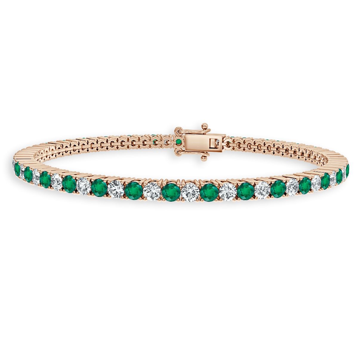 5.00 Ct Green Emerald And Diamond Tennis Bracelet