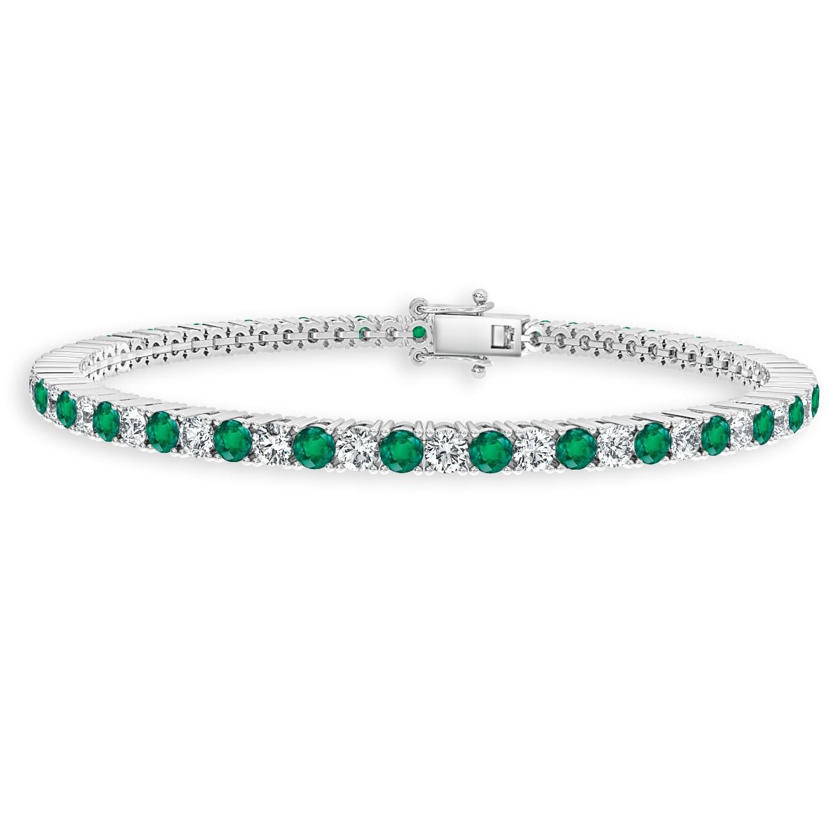 2.50 Ct Green Emerald And Diamond Tennis Bracelet