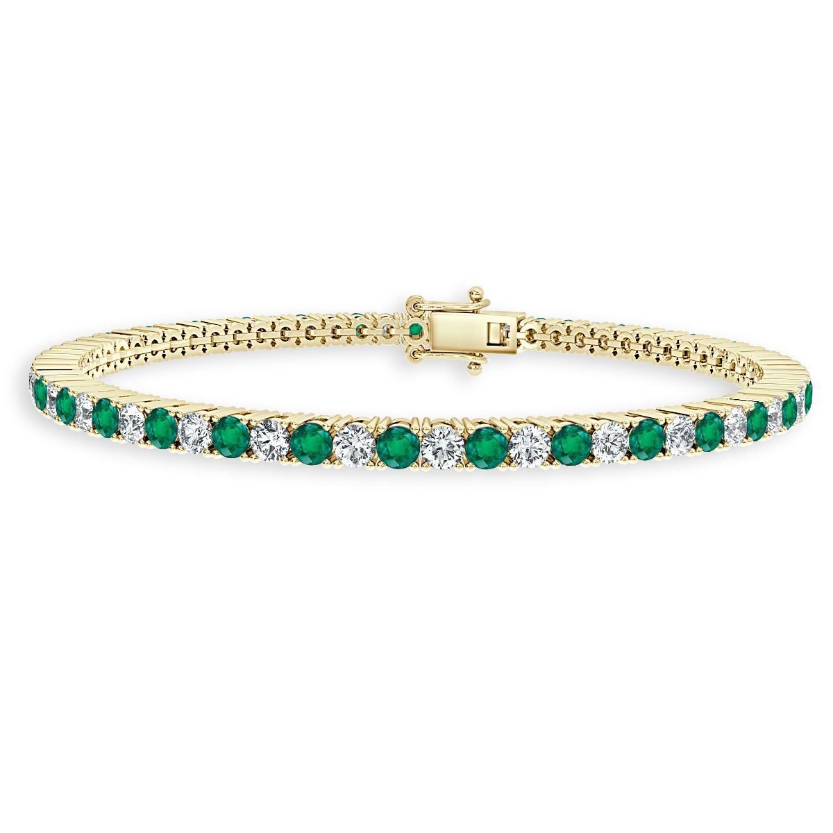 5.00 Ct Green Emerald And Diamond Tennis Bracelet