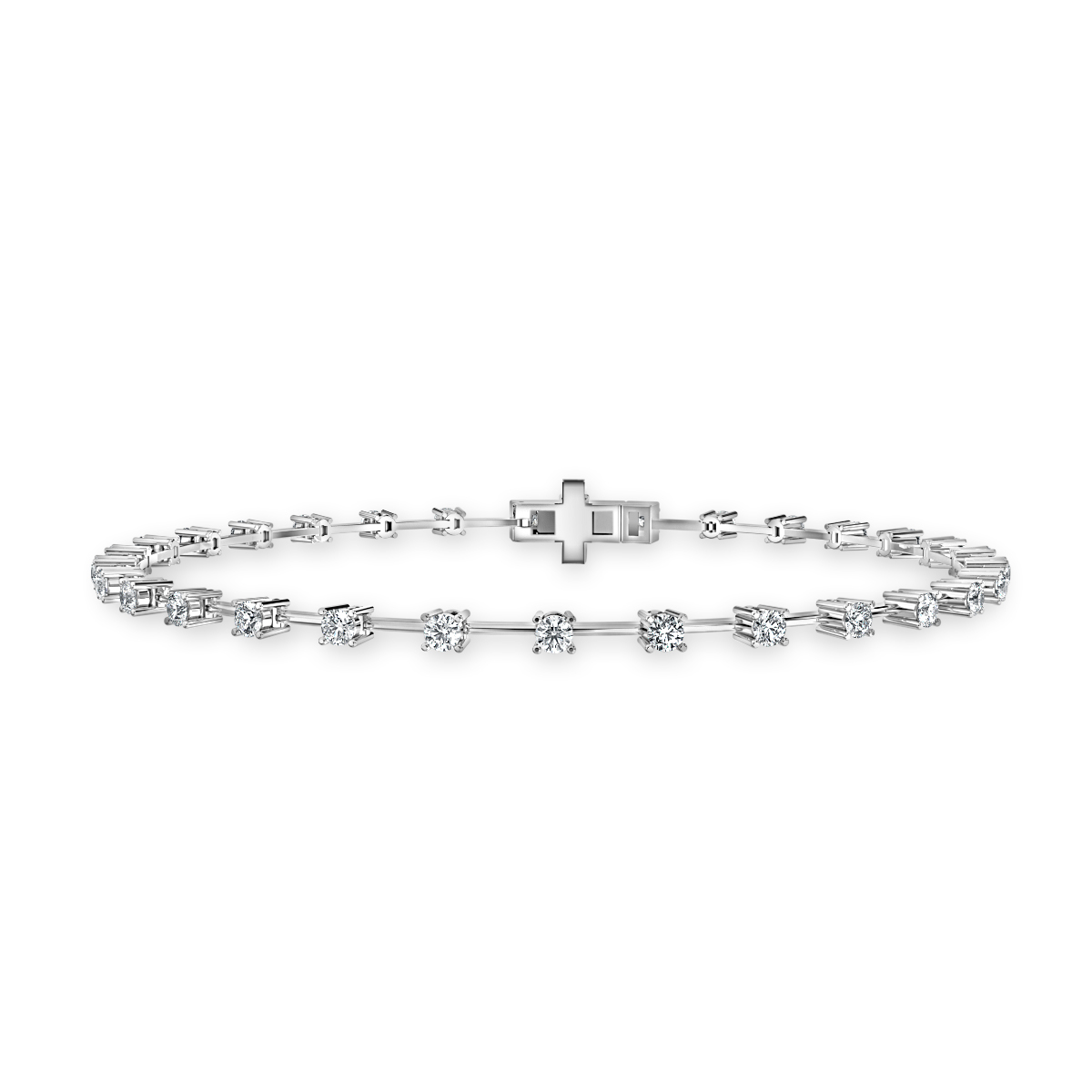 1.50 ct Round Diamond Claw Set tennis bracelet , 18k white gold