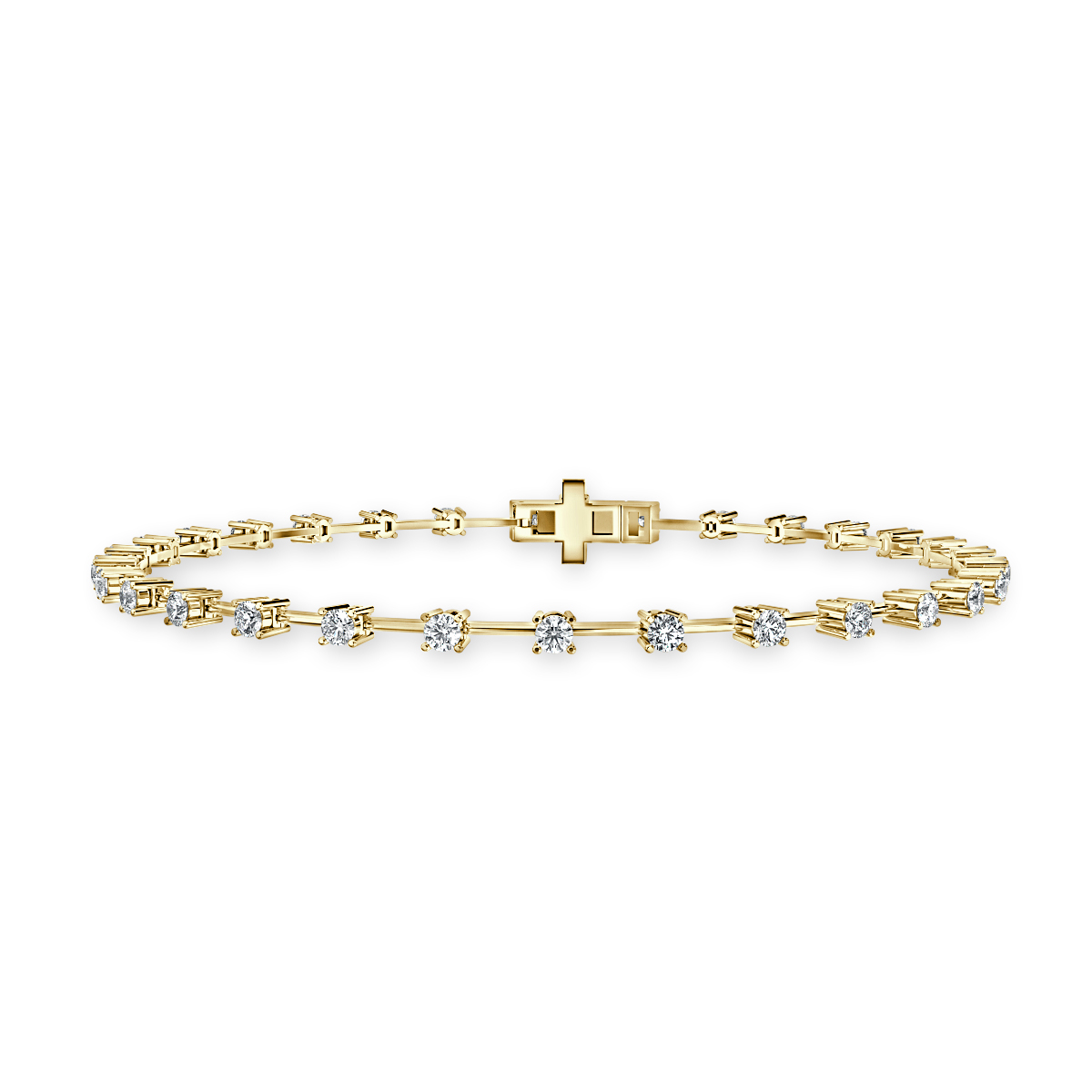 1.50 ct Round Diamond Claw Set tennis bracelet , 18k Yellow gold