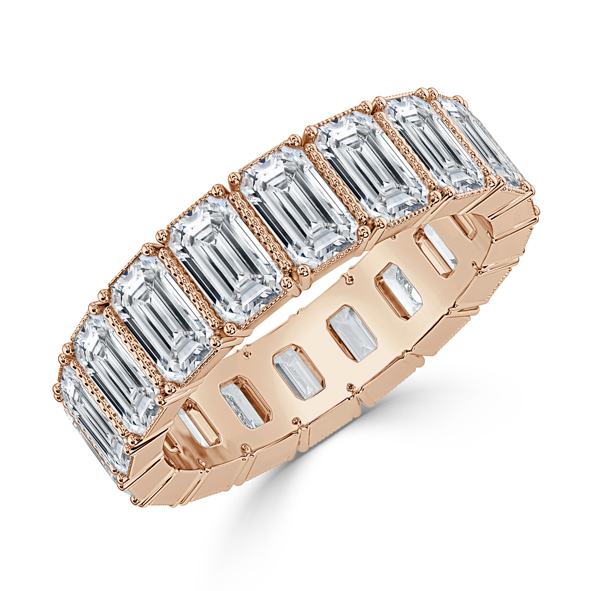 5.00 ct Emerald Cut Milgrin Eternity Ring