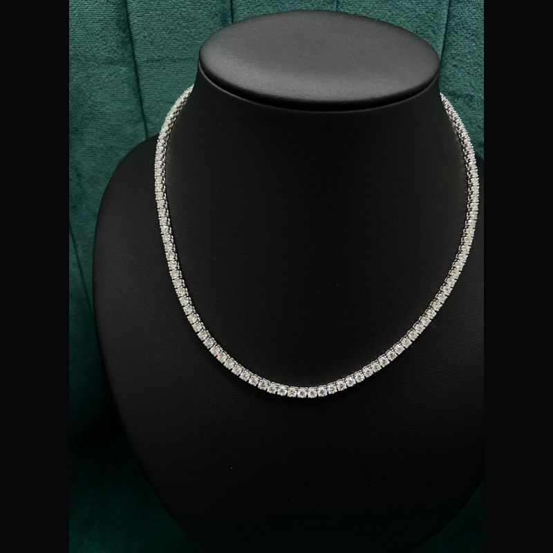 14.36 ct Natural Round Diamond Tennis Necklace