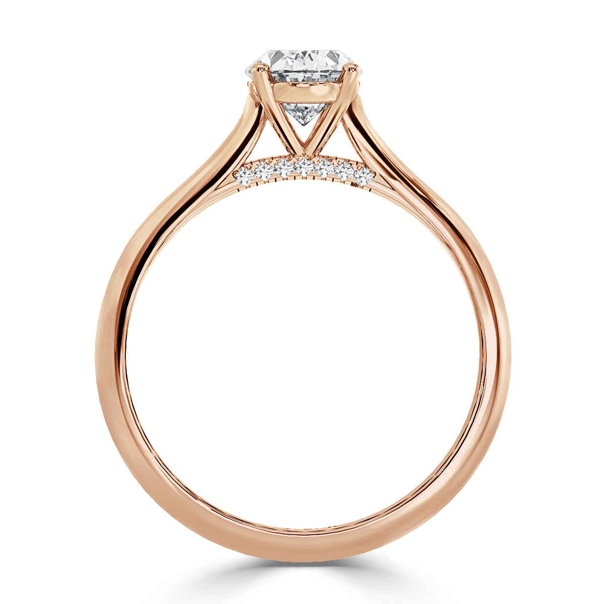 Oval Diamond Bridge Solitaire Ring