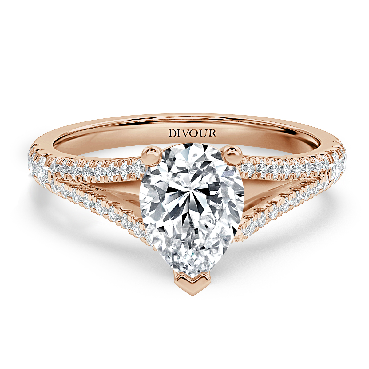 Split Shank Pear Diamond Engagement Ring