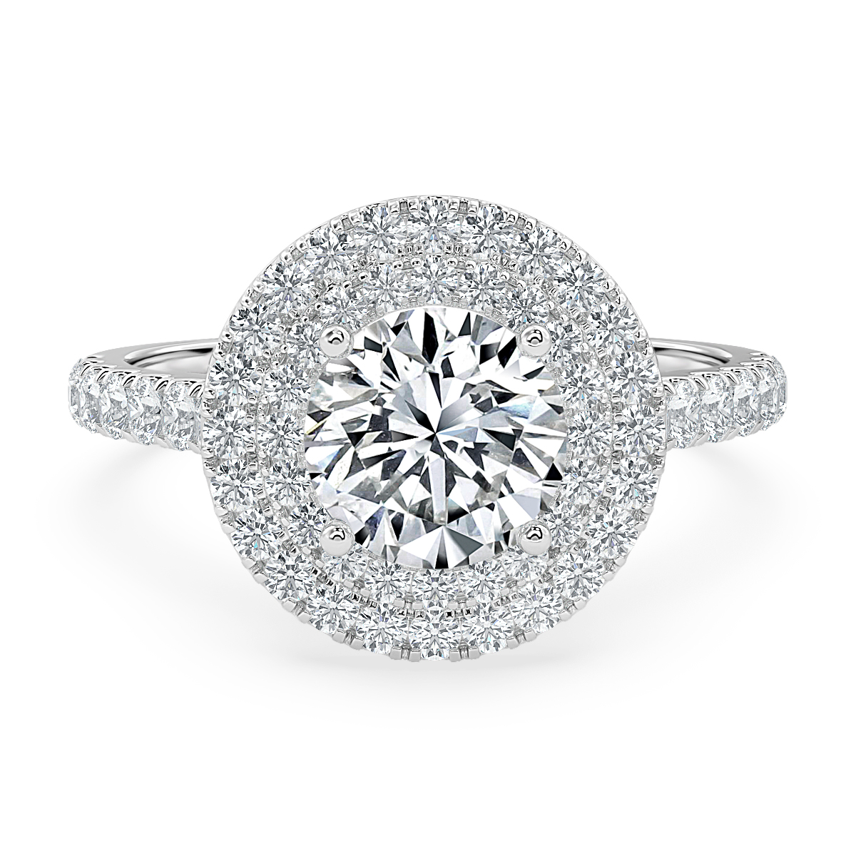 Grande Round Diamond Double Halo Ring