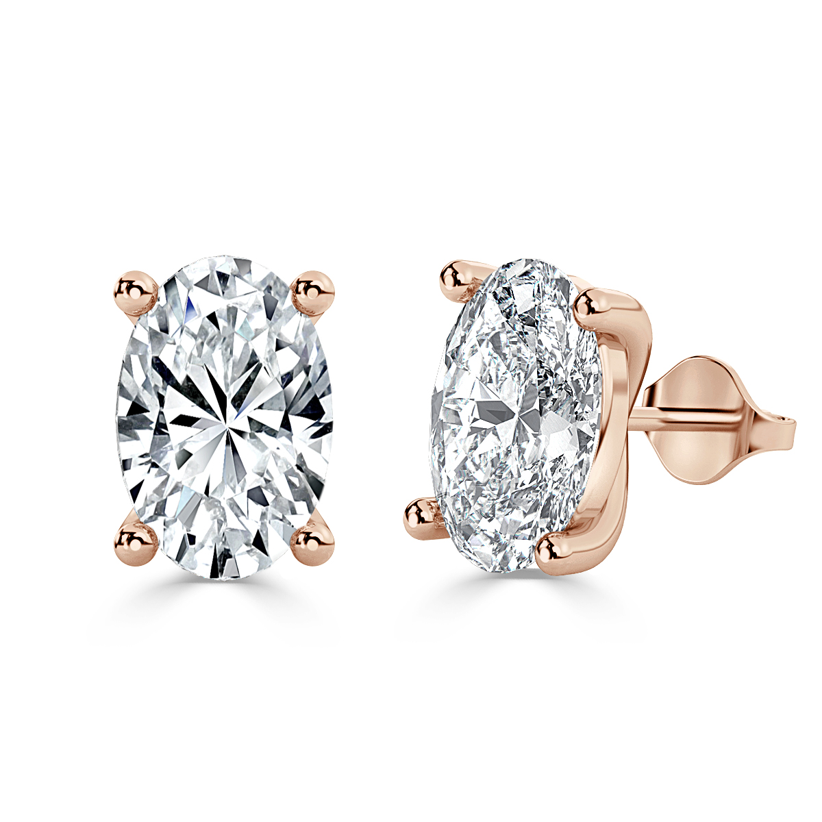 Oval Diamond Studs Earrings