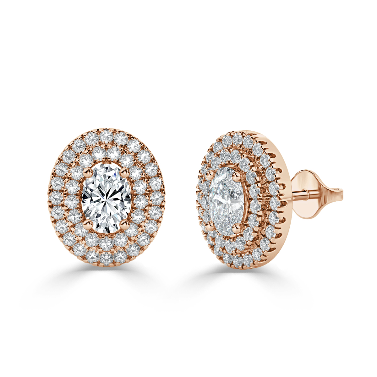 Oval Halo Diamond Earrings