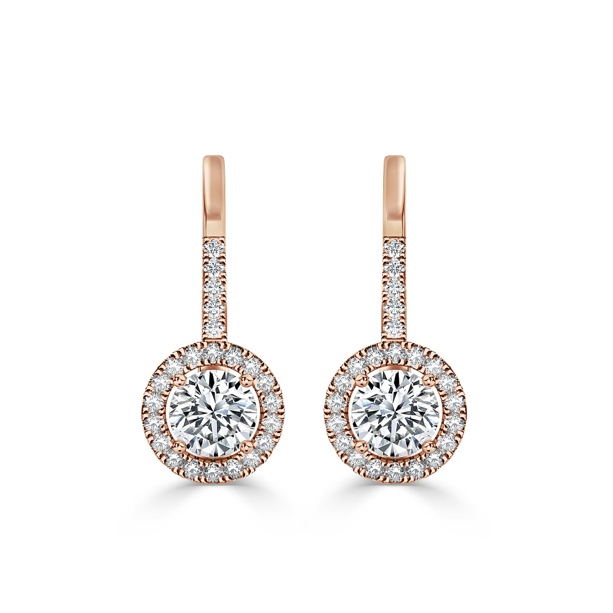 Round  Drop Diamond Earrings